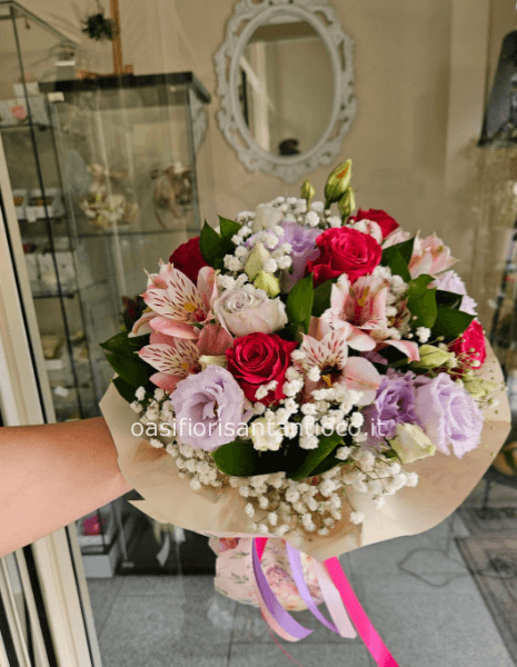bouquet misto sui toni del rosa